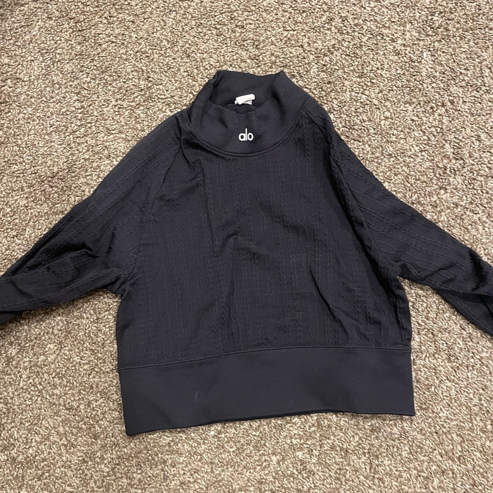 Alo Black Turtleneck Top